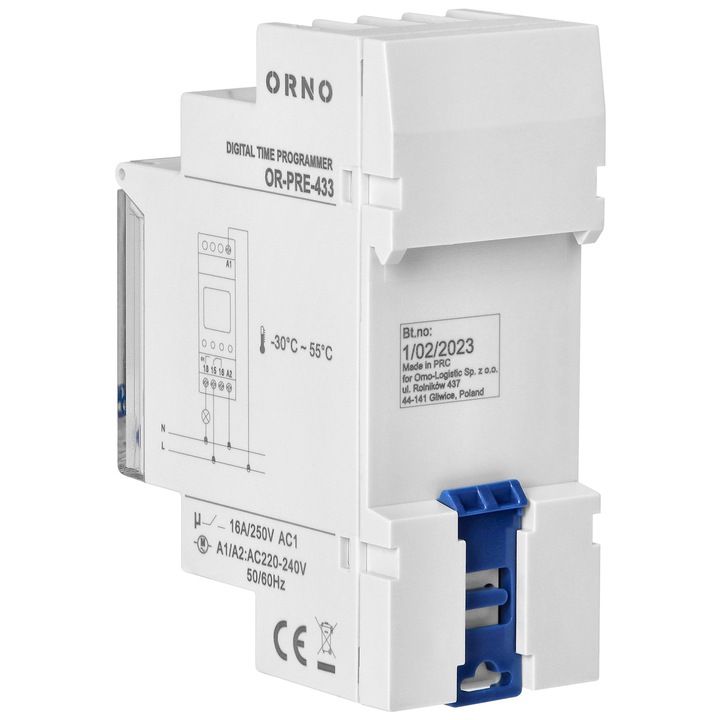 Programator Czasowy Wyłącznik LCD Cyfrowy 52 Programy OR-PRE-433 na Szynę