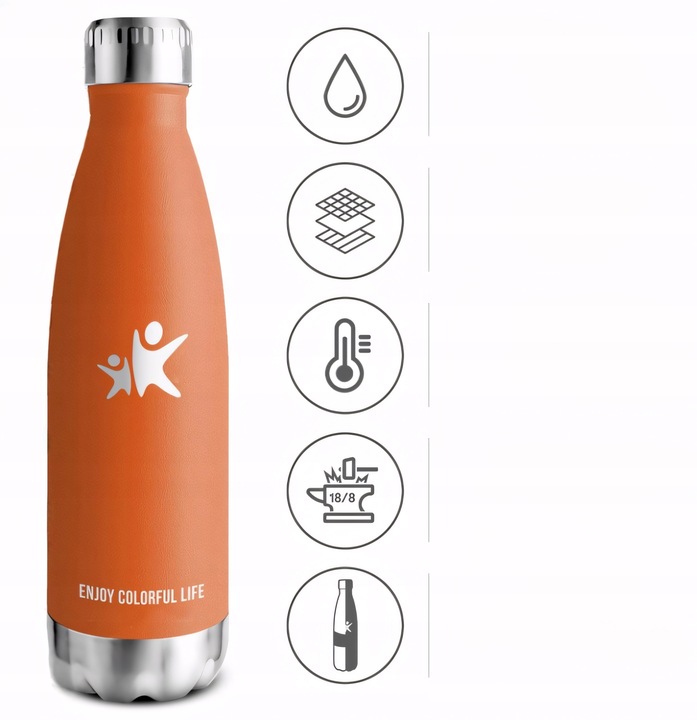 Termos Kubek Termiczny na Kawę Herbatę Stalowy Szczelny Pomarańczowy 350ml