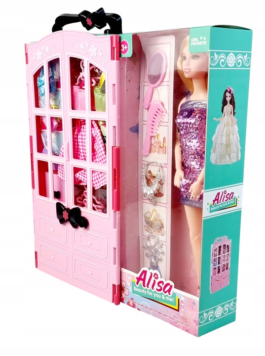 Szafa dla Lalek Garderoba dla Lalek Domek dla Lalek Akcesoria Lalka Różowa