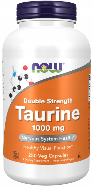 NOW Foods Taurine 1000mg TAURYNA UKŁAD NERWOWY 250 vege kaps