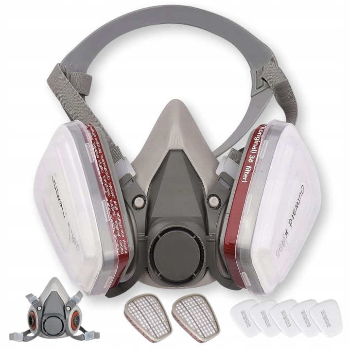 MASKA LAKIERNICZA PÓŁMASKA OCHRONNA PRZECIWPYŁOWA FILTRY + WKŁADY + GOGLE