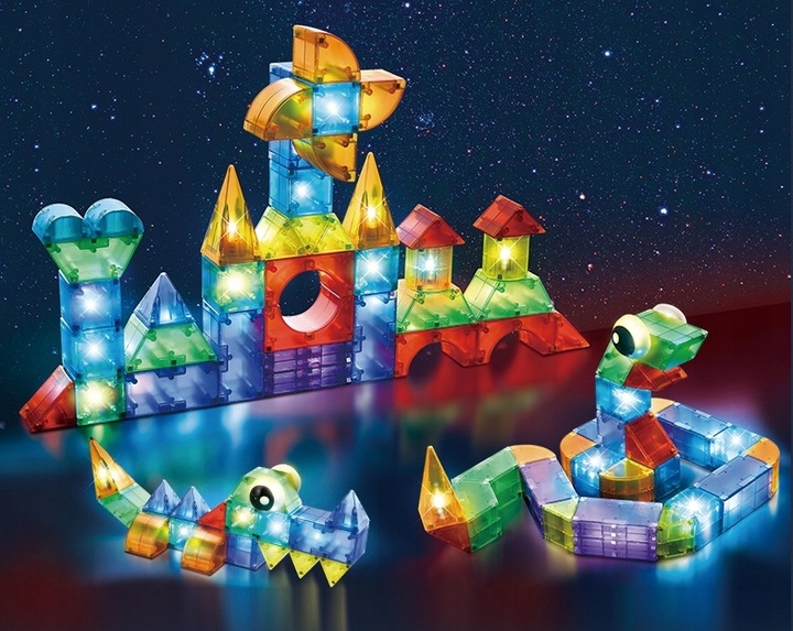 ŚWIECĄCE KLOCKI MAGNETYCZNE KONSTRUKCYJNE 3D134 elementów