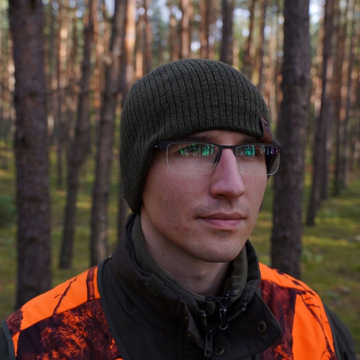 Czapka myśliwska zimowa z wełny Merino zielona Bird ciepła myśliwska