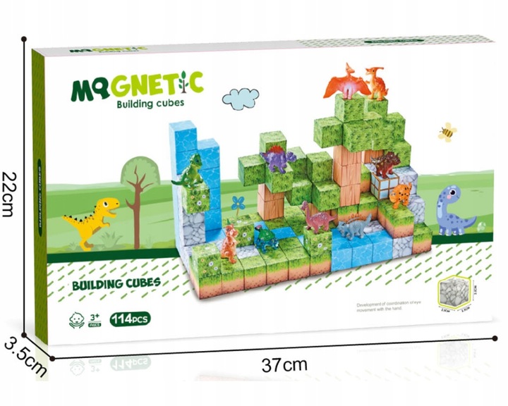 Magnetyczne klocki kostki budowlane modułowe konstrukcyjne 3d 114 elementów