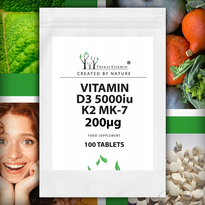 WITAMINA D3 5000 iu+K2 MK-7 200 mcg 100 tab NOWOŚĆ
