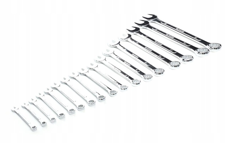 ZESTAW KLUCZY PŁASKO OCZKOWYCH 17 ELEMENTÓW MOCNE KUTE HARTOWANE