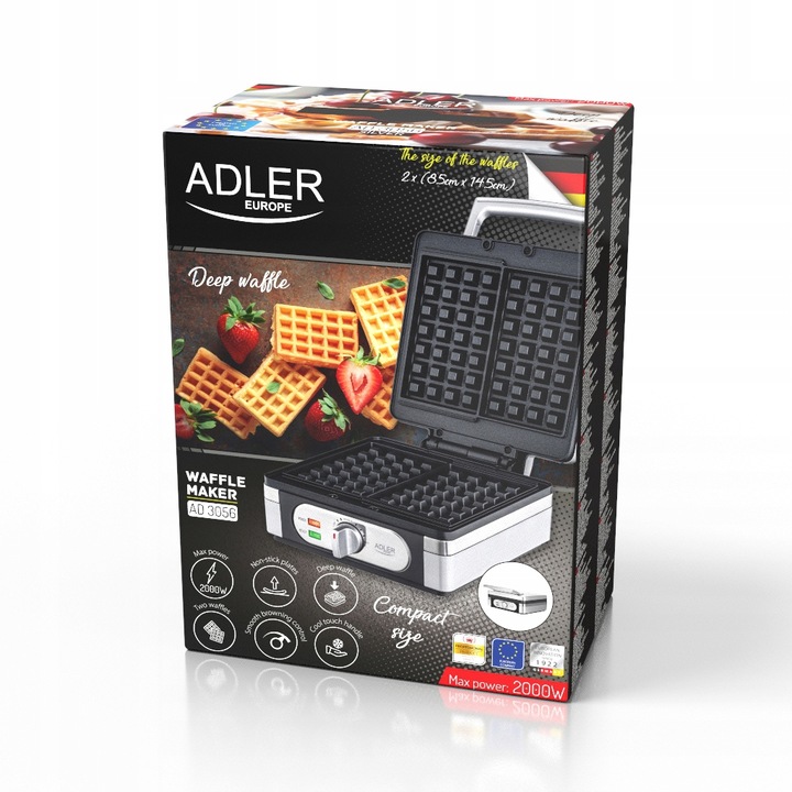 GOFROWNICA 2000W XXL 2 CHRUPIĄCE PUSZYSTE GOFRY XXL DUŻA SOLIDNIE WYKONANA