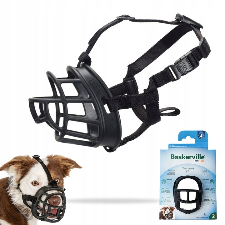 BASKERVILLE ULTRA 3 MUZZLE Kaganiec FIZJOLOGICZNY dla Psa LEKKI M 27/7cm