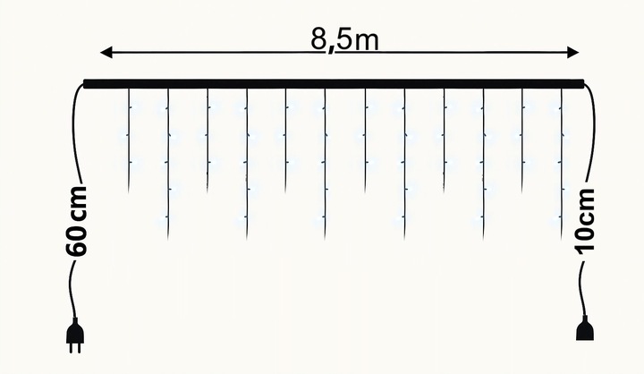 SOPLE 300 LED BIAŁE ZIMNE ZEWNĘTRZNE CHOINKOWE Świąteczne sople dekoracja