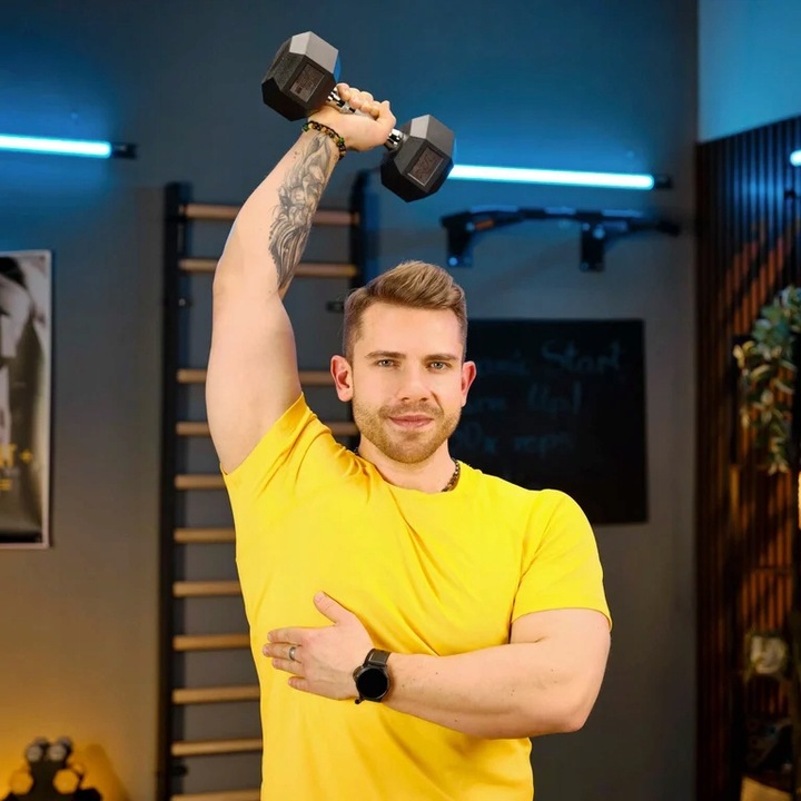 Hantla hex hantel żeliwny do ćwiczeń gumowany żeliwny 17,5kg Trex Sport