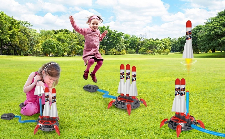 Katapulta Wyrzutnia Rakiet Piankowych z Pompką Potrójna Na Dzień Dziecka