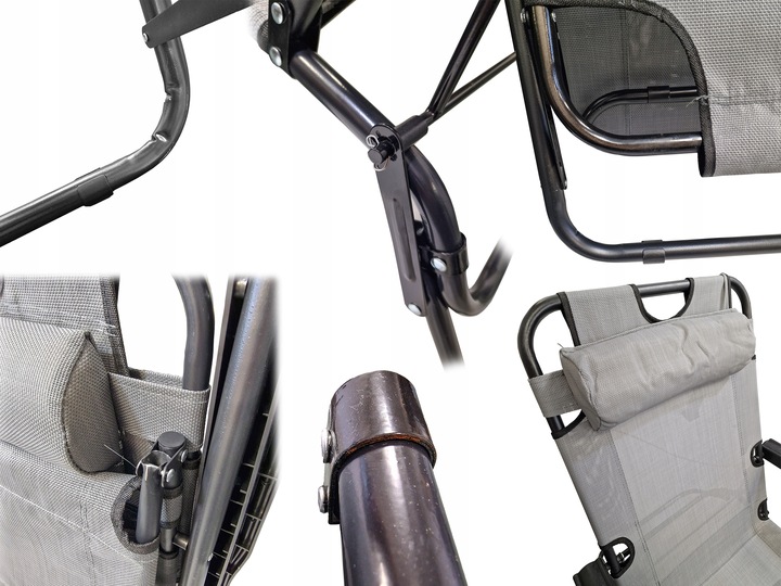 ROZKŁADANY LEŻAK ŁÓŻKO POLOWE TURYSTYCZNE SKŁADANE RIVIERA II JASNY SZARY