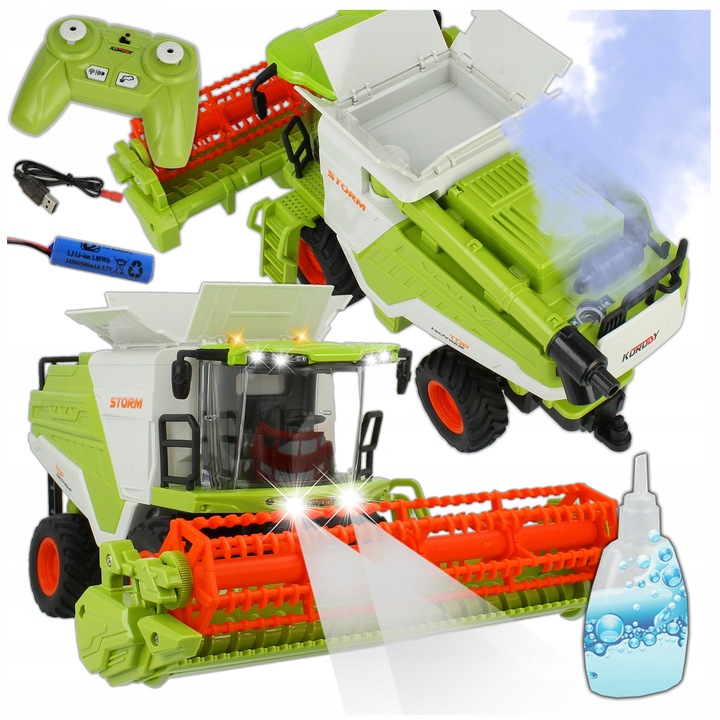 Kombajn Zdalnie Sterowany Pilot R/C Traktor Generator DYMU Światła Dźwięk