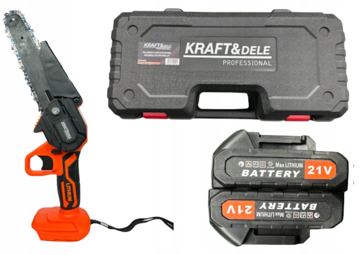 PILARKA PIŁA ŁAŃCUCHOWA 6" AKUMULATOROWA DO GAŁĘZI 2xAKUMULATOR 21V WALIZKA