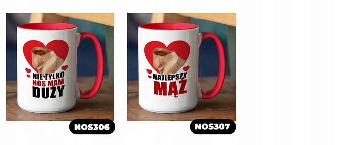 DUŻY Kubek XXL Czerwon Prezent na WALENTYNKI Wzory