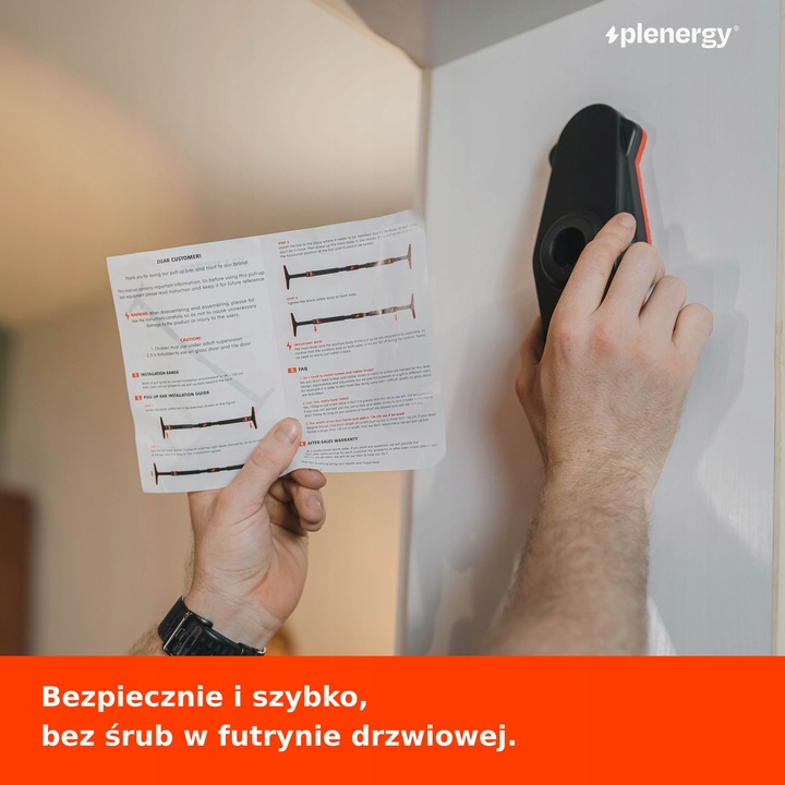 Drążek do podciągania rozporowy do ćwiczeń Plenergy S-Door 71-90 cm