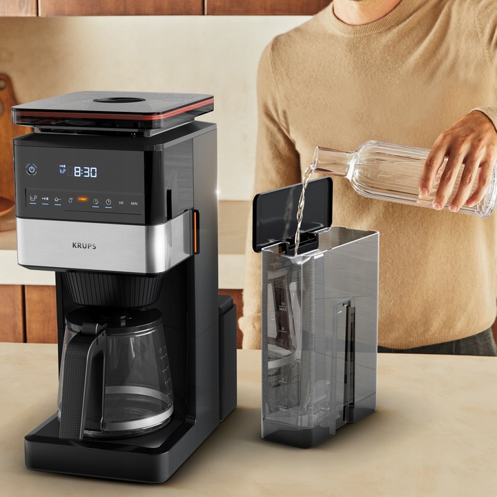 Ekspres przelewowy z wbudowanym stalowym młynkiem KRUPS Grind&BrewXL KM8428