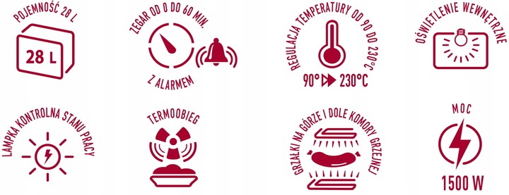 Piekarnik mini elektryczny mocny z termoobiegiem 28 l MPM MPE-15/T