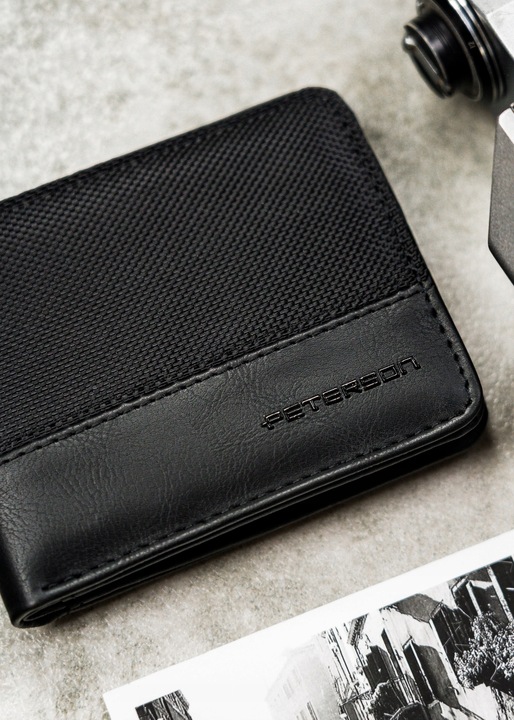 Portfel Peterson męski mały na suwak slim z ochroną kart RFID kompaktowy