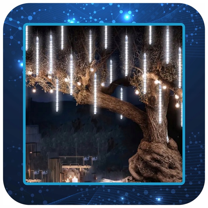 METEORY 50 CM LAMPKI PADAJĄCY ŚNIEG OŚWIETLENIE ŚWIĄTECZNE IP44 360 LED 6M