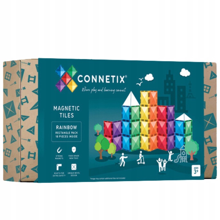 klocki magnetyczne prostokąty Rainbow Rectangle Pack 18 el. Connetix