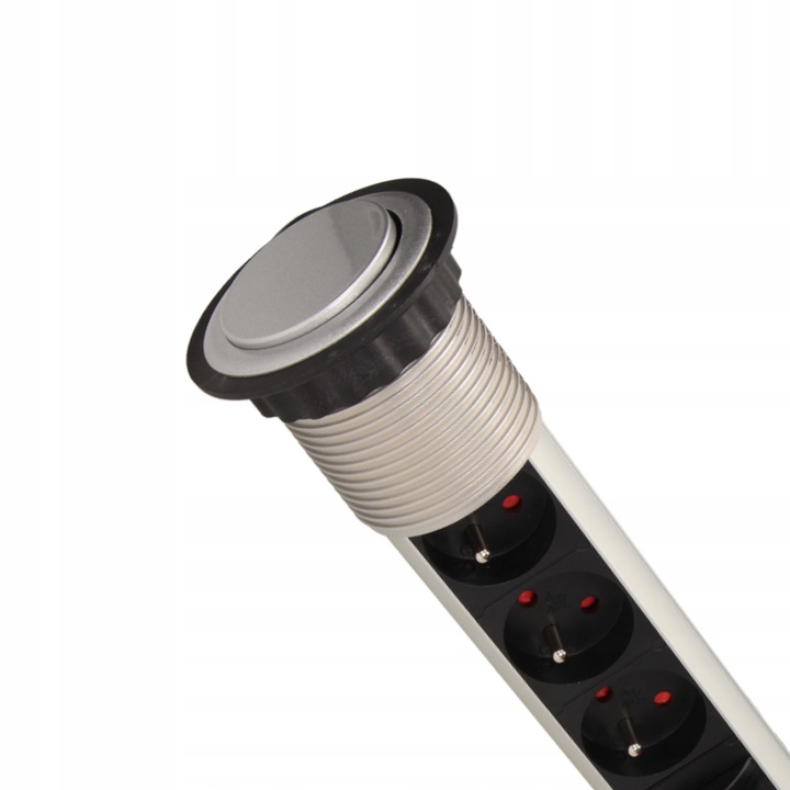 GNIAZDO POTRÓJNE WPUSZCZANE CHOWANE W BLAT NABLATOWE GNIAZDKO SREBRNE 60mm