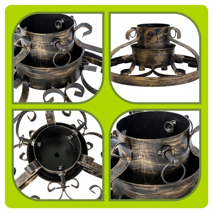 STOJAK NA CHOINKĘ ZŁOTY METALOWY Z POJEMNIKIEM NA WODĘ 0,9 L