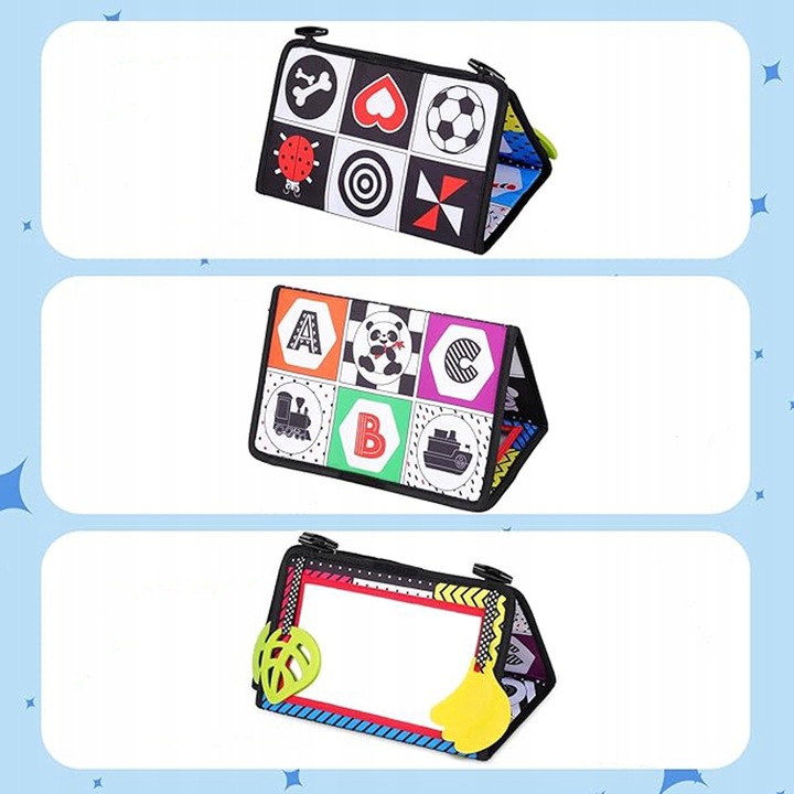 Książeczka Kontrastowa Zabawka Sensoryczna z Lusterkiem dla Niemowląt Wzory