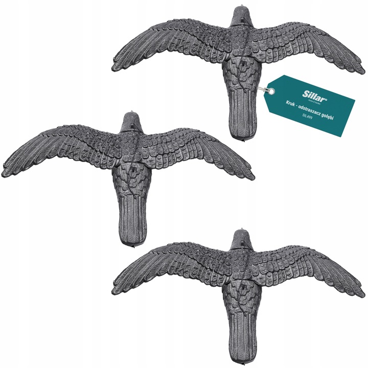 Kruk w locie Sillar makieta ptaka kruka odstraszacz ptaków gołębi szpaki 3x