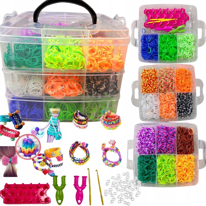 Zestaw do robienia bransoletek z gumek gumki KUFEREK div dla dziewczynki