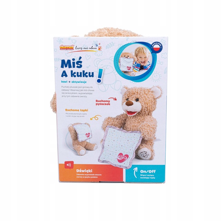 Interaktywna Maskotka, pluszak Miś A Kuku dla dzieci 18m+, Dumel