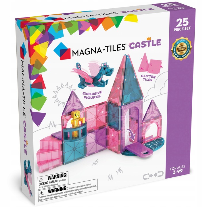 MAGNA-TILES Klocki Magnetyczne Konstrukcyjne Zamek 25 elementów