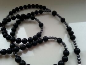 MĘSKI NASZYJNIK RÓŻANIEC ONYKS HEMATYT HIT Nowość