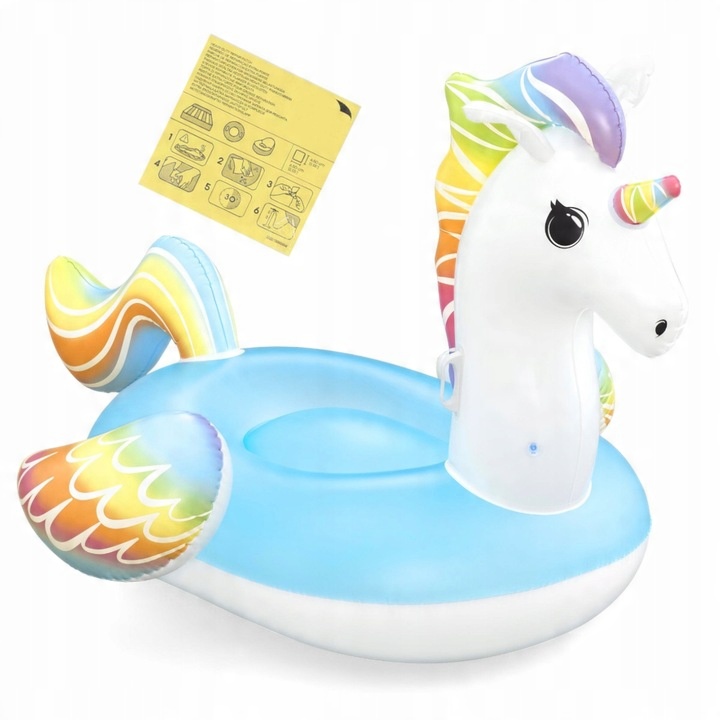 Materac Dmuchany Jednorożec GIGANT na Basen Plażę Uchwyty 224x159cm Bestway