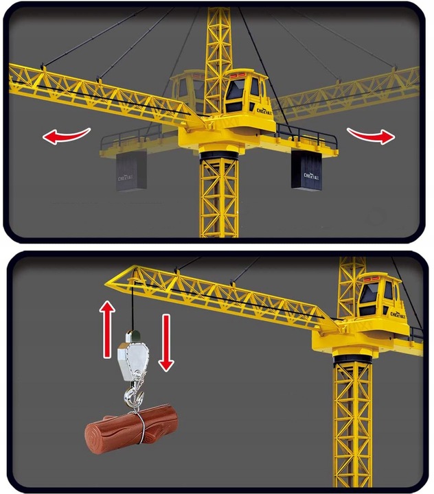 DŹWIG RC DLA DZIECI ŻURAW BUDOWLANY STEROWANY 128cm OBROTOWY +KASK MATADI