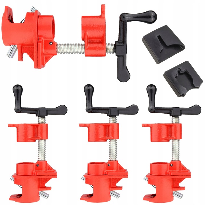 4X ŚCISK STOLARSKI RUROWY BEZKOŃCOWY NA RURĘ 3/4" ZACISK NAKŁADKI OCHRONNE
