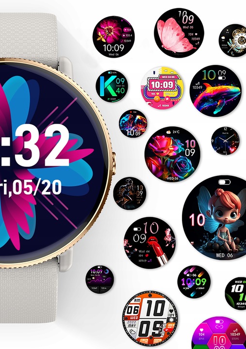 SMARTWATCH DAMSKI AMOLED FUNKCJA ROZMOWY SMS CIŚNIENIOMIERZ POMIAR TĘTNA