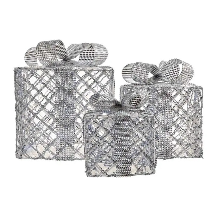 Prezent Świąteczny LED Dekoracja Świąteczna Podświetlany LED srebrny timer