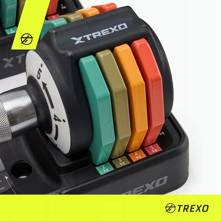 Zestaw hantli regulowanych TREXO ŻELIWNE 2 x 5 kg multicolor