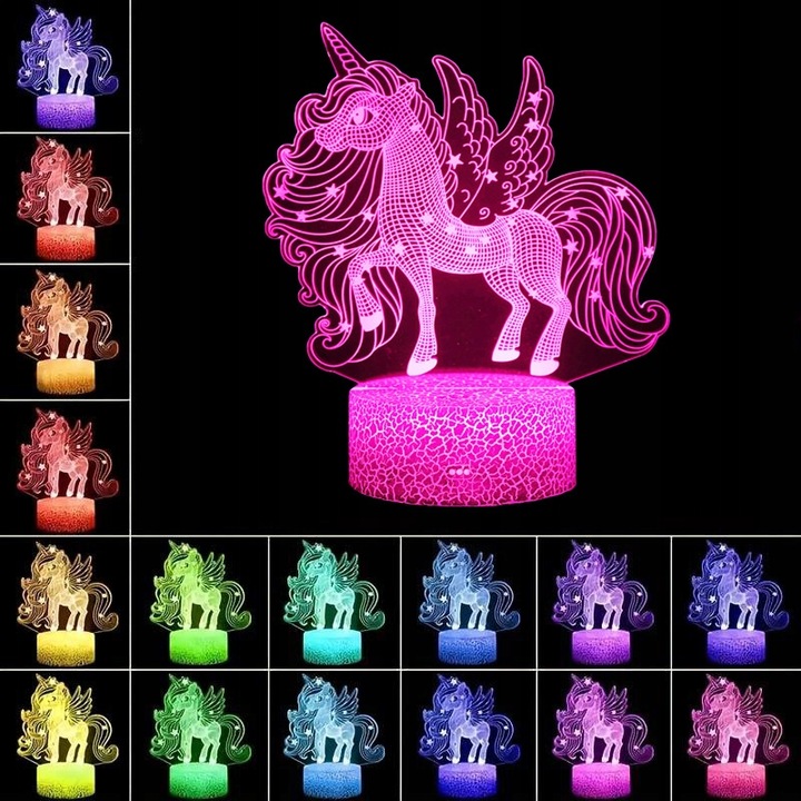 Lampka 3D nocna led usb JEDNOROŻEC UNICORN