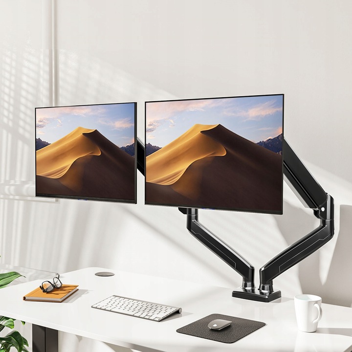 Regulowany PODWÓJNY Uchwyt Biurkowy do Monitora WIESZAK DWA Monitory 13-32"