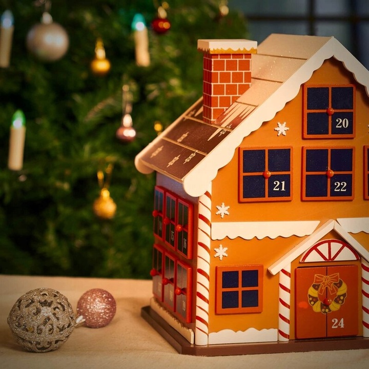 KALENDARZ DREWNIANY ADWENTOWY DOMEK OZDOBA ŚWIĄTECZNA