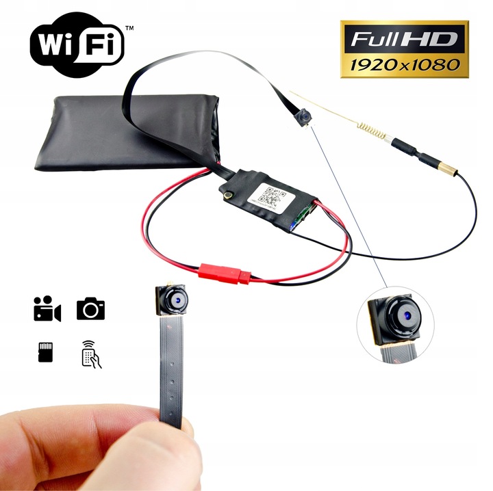UKRYTA MINI KAMERA IP WiFi FULL HD ANDROID IOS DET