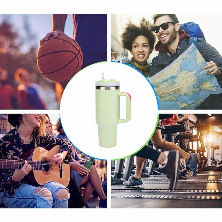 KUBEK TERMICZNY do kawy herbaty TERMOS szczelny ze słomką KAMILLE 1200ml