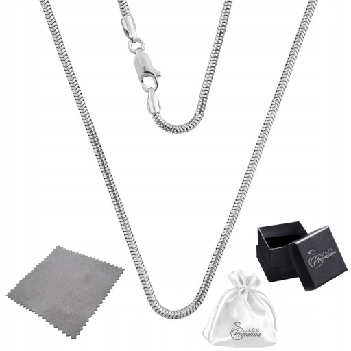 Łańcuszek srebrny pr. 925 Prezent Srebrna Linka ŻMIJKA SNAKE | 50 cm x 2 mm