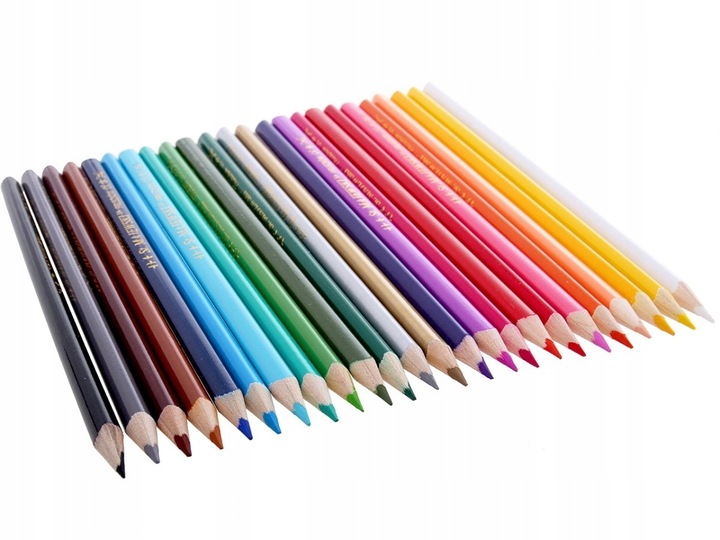 Kredki Trójkątne Szkolne Ołówkowe 24 kol. Złota Srebrna Bambino