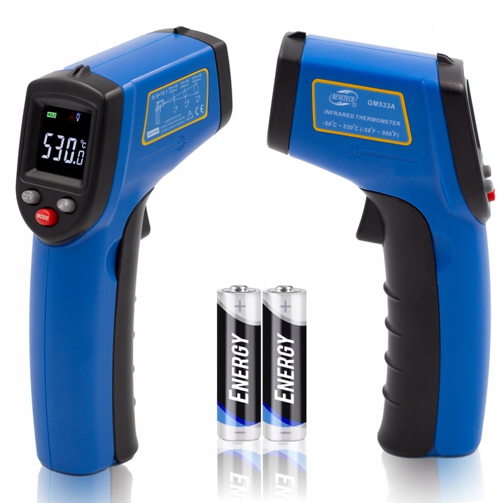 PIROMETR TERMOMETR LASEROWY BEZDOTYKOWY MIERNIK TEMPERATURY -50 +530 st.C