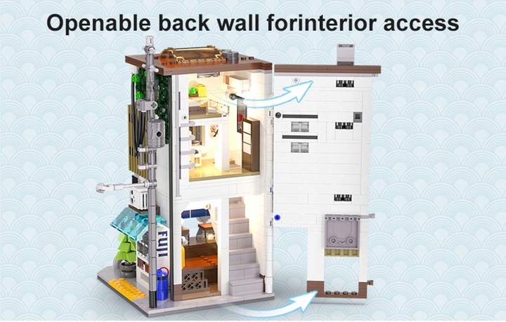 KLOCKI CADA JAPOŃSKI SKLEP Z BUŁKAMI BUN SHOP BUDYNEK ŚWIATŁO LED 1108 EL.