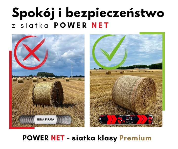 Siatka do bel POWER NET 125x2000m gruba do owijania słomy, siana, kiszonki