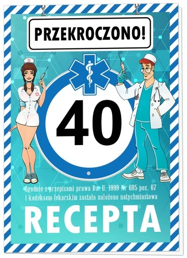 KARTKA NA URODZINY 30 40 50 60 Z RECEPTĄ 18 -99lat